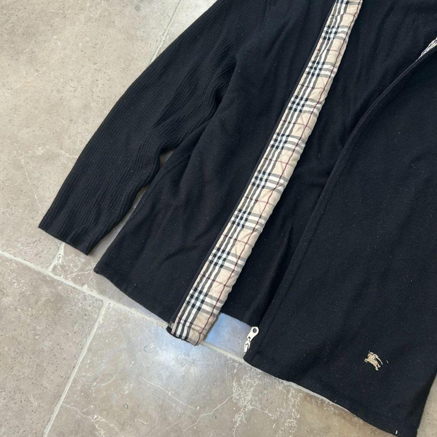 Burberry Black Label Nova Check Knit Zip Up Jumper M