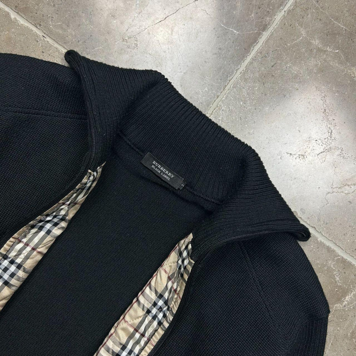 Burberry Black Label Nova Check Knit Zip Up Jumper M