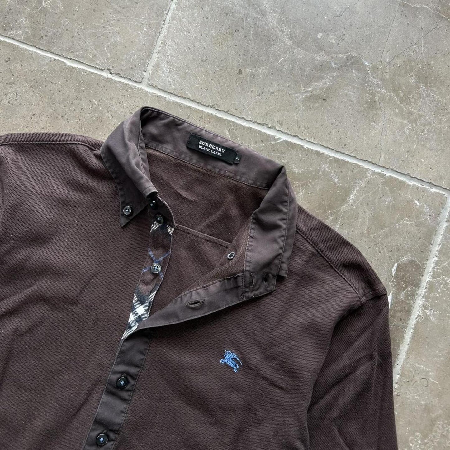 Burberry Black Label Nova Check Long Sleeve Polo S