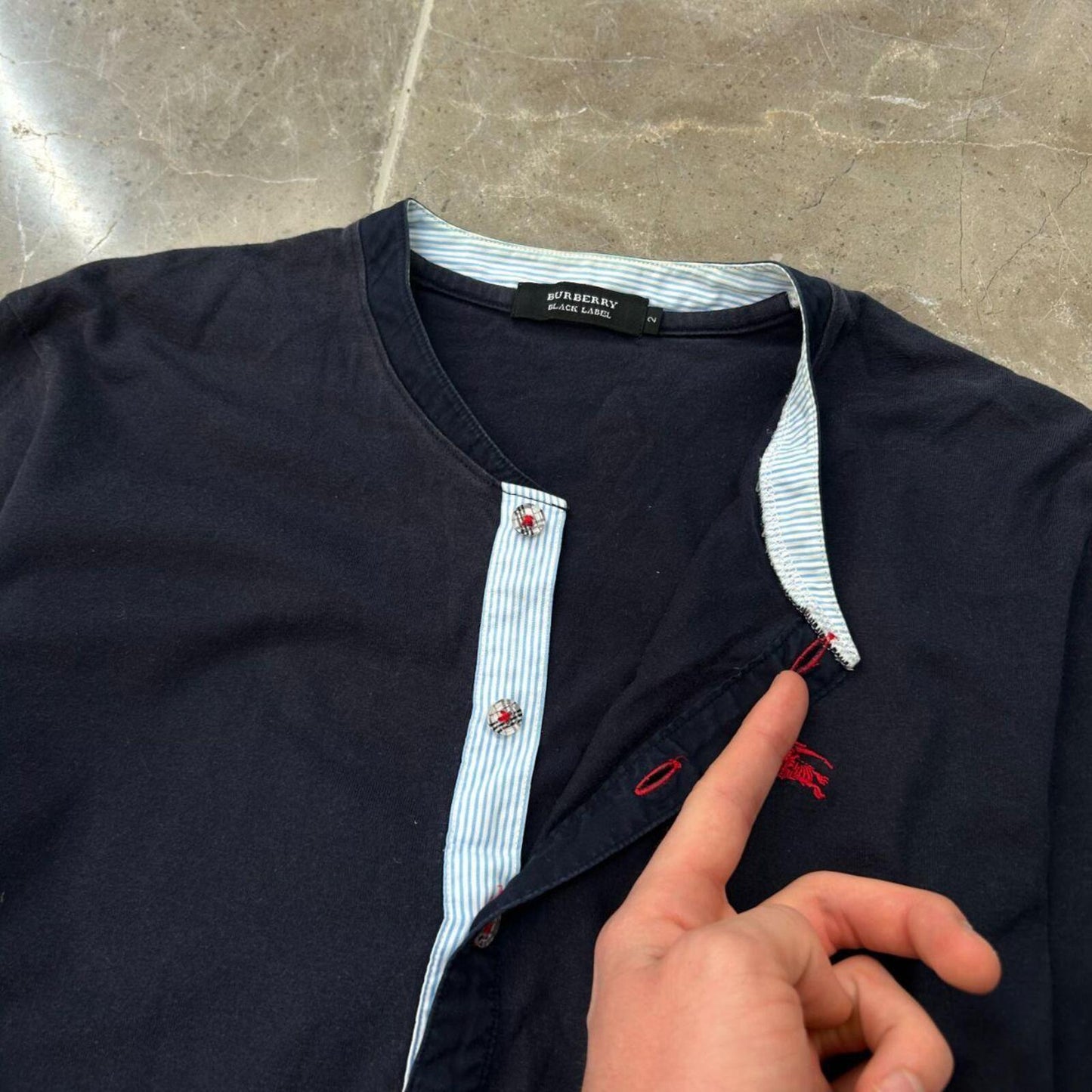 Burberry Black Label Nova Check Henley T Shirt S