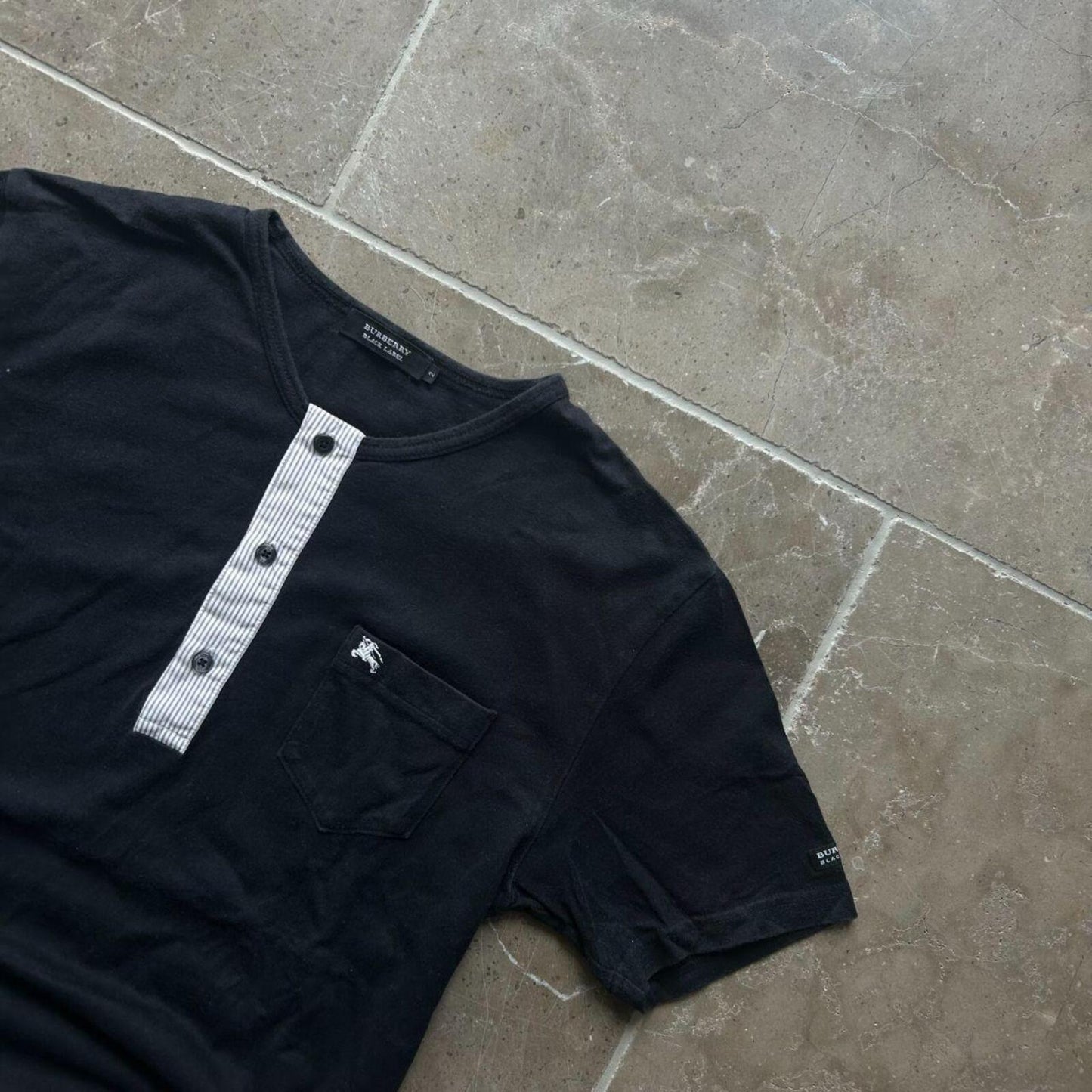 Burberry Black Label Short Sleeve Henley T Shirt S