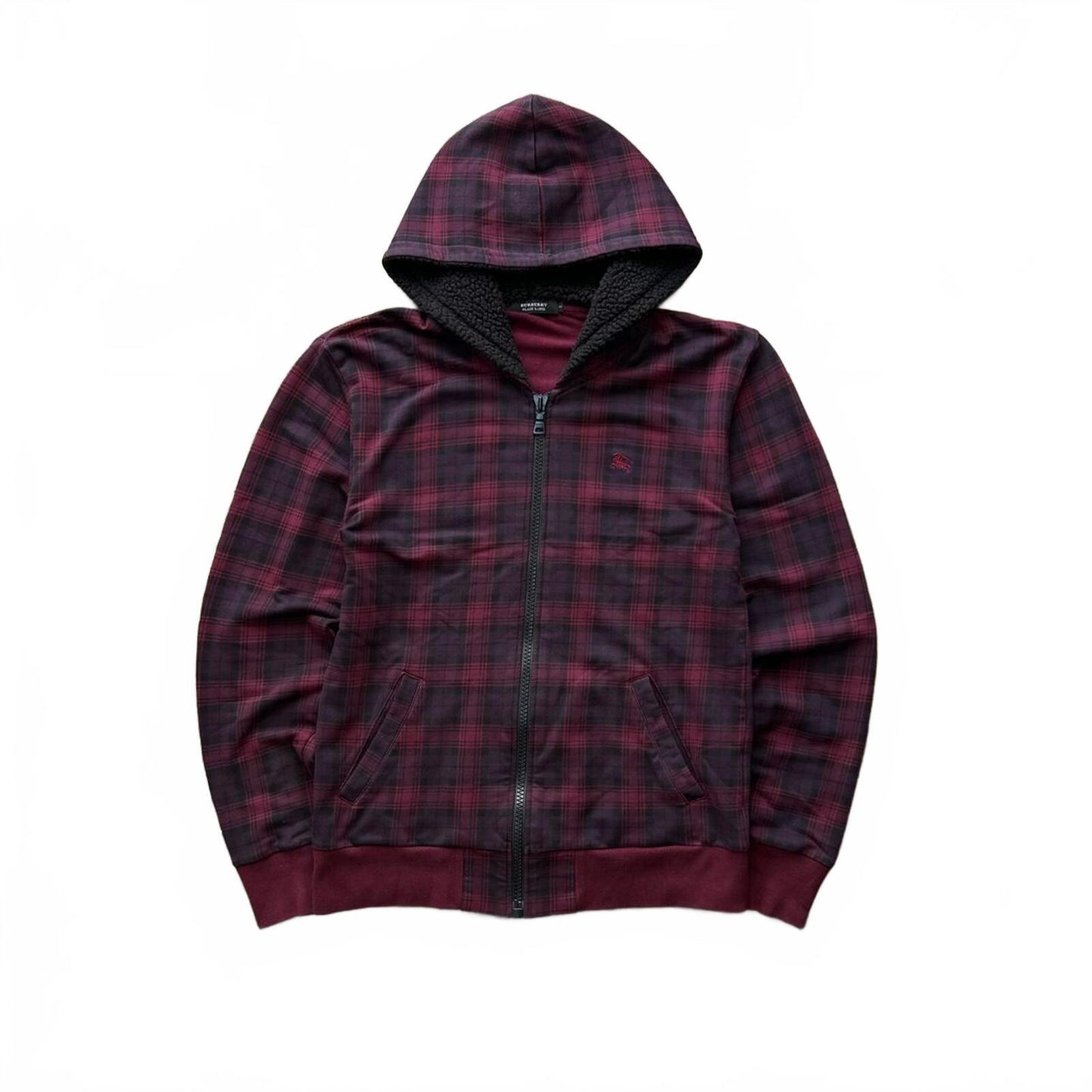 Burberry Black Label Plaid Tartan Zip Up Hoodie S