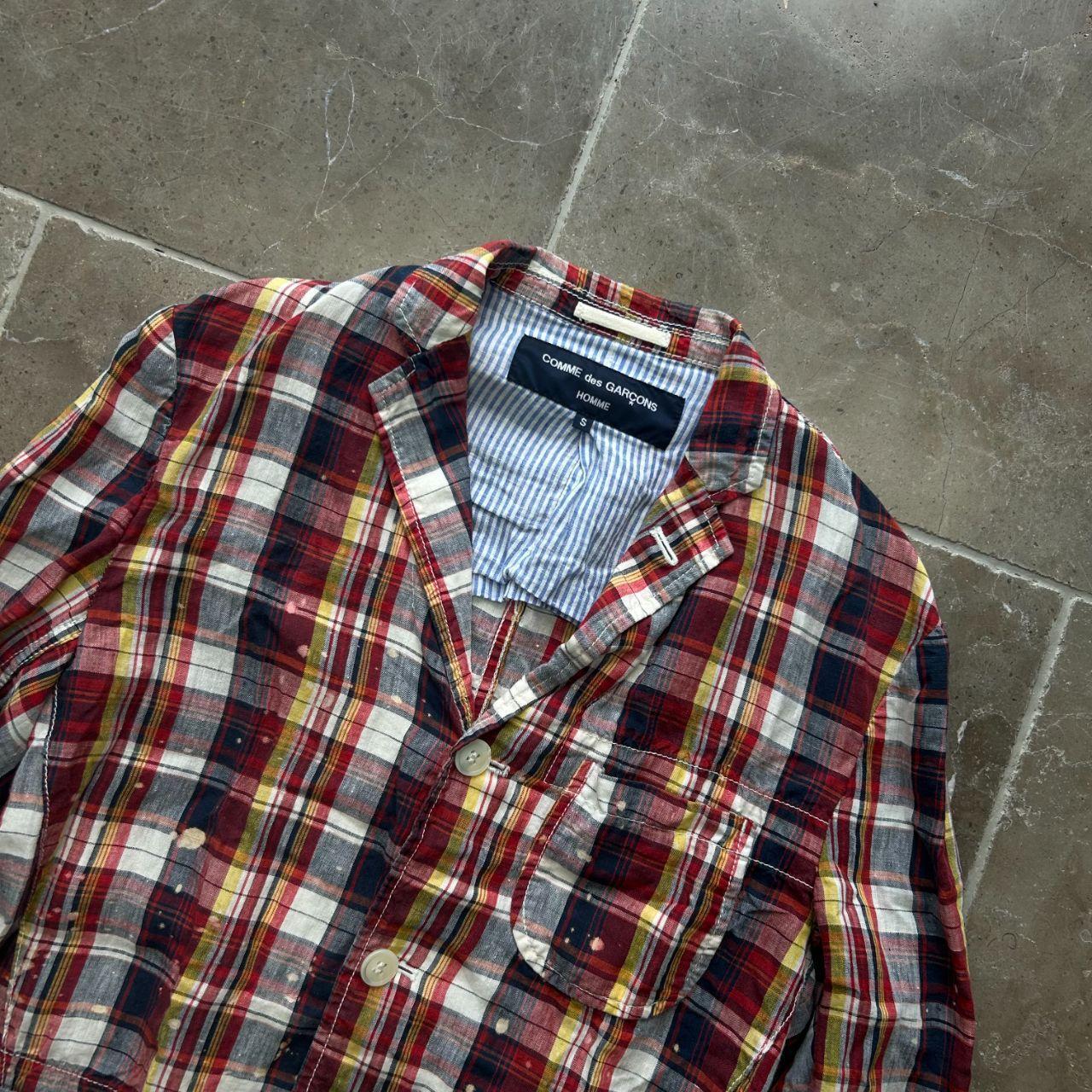 Comme des Garcons Homme Bleached Plaid Linen Jacket S