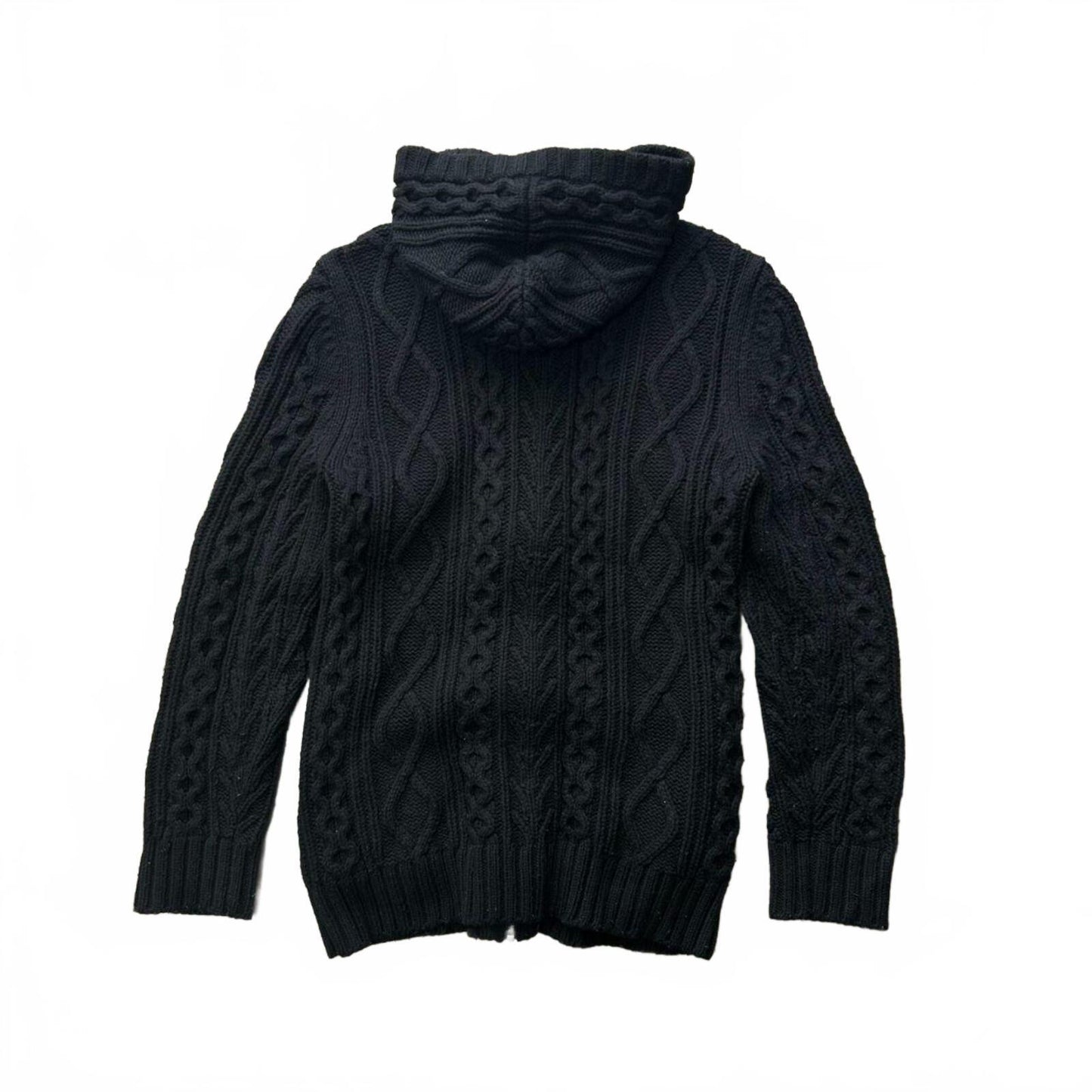 Burberry Black Label Heavy Wool Cable Knit Duffle Jacket Hoodie S