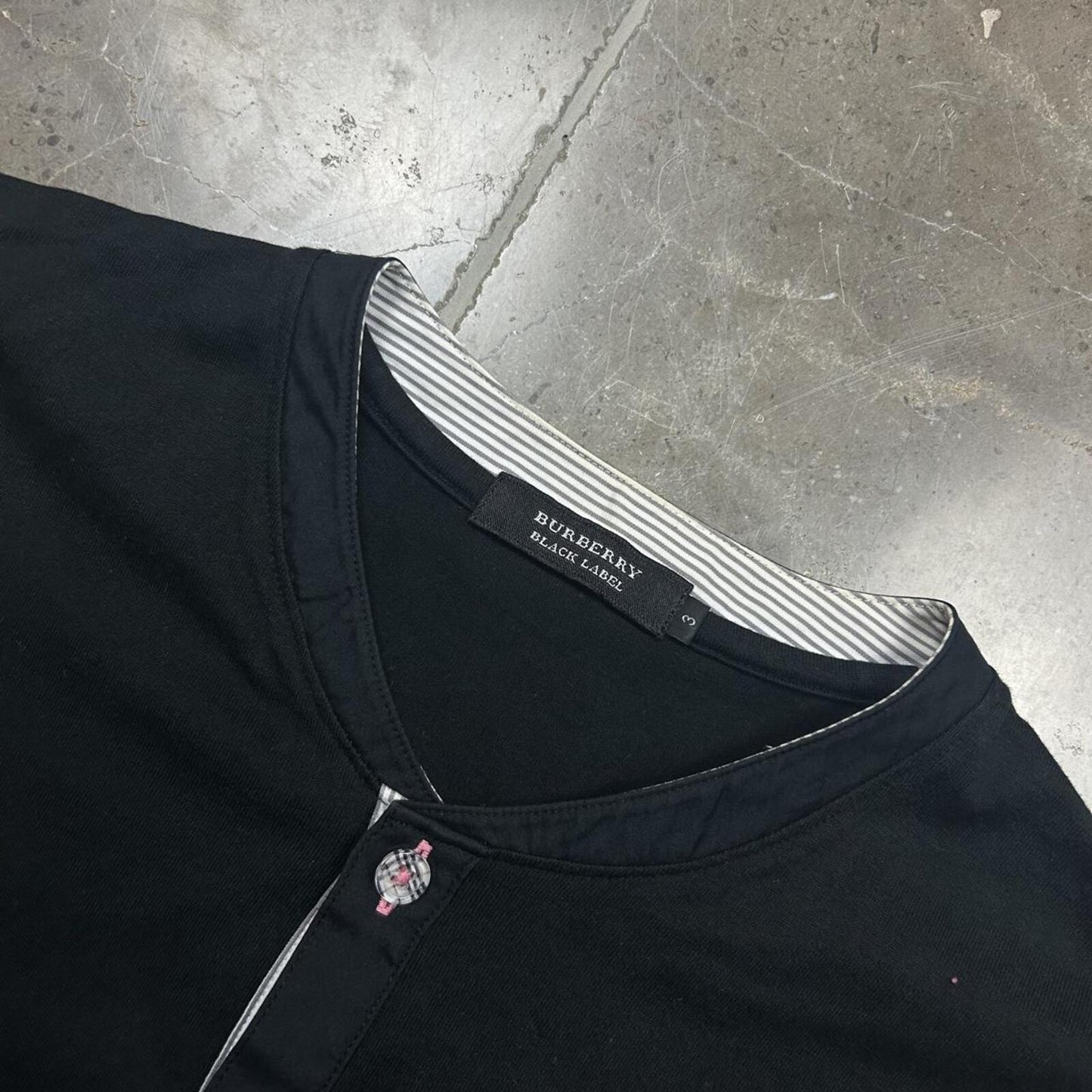 Burberry Black Label Nova Check Ribbed Henley Shirt M