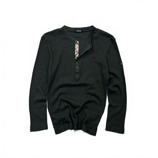 Burberry Black Label Nova Check Ribbed Henley T Shirt S
