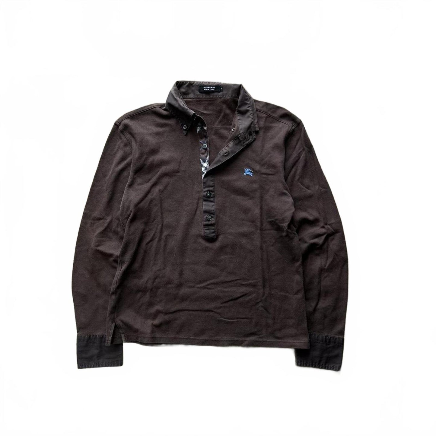 Burberry Black Label Nova Check Long Sleeve Polo S