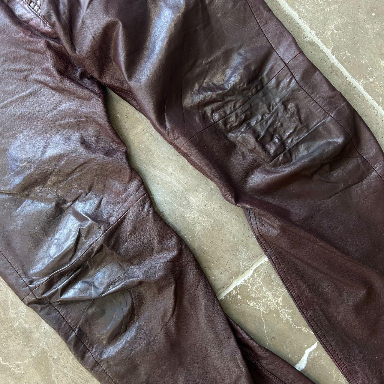 Vintage Burberry Black Label Straight Leg Leather Trousers Jeans W29 L39