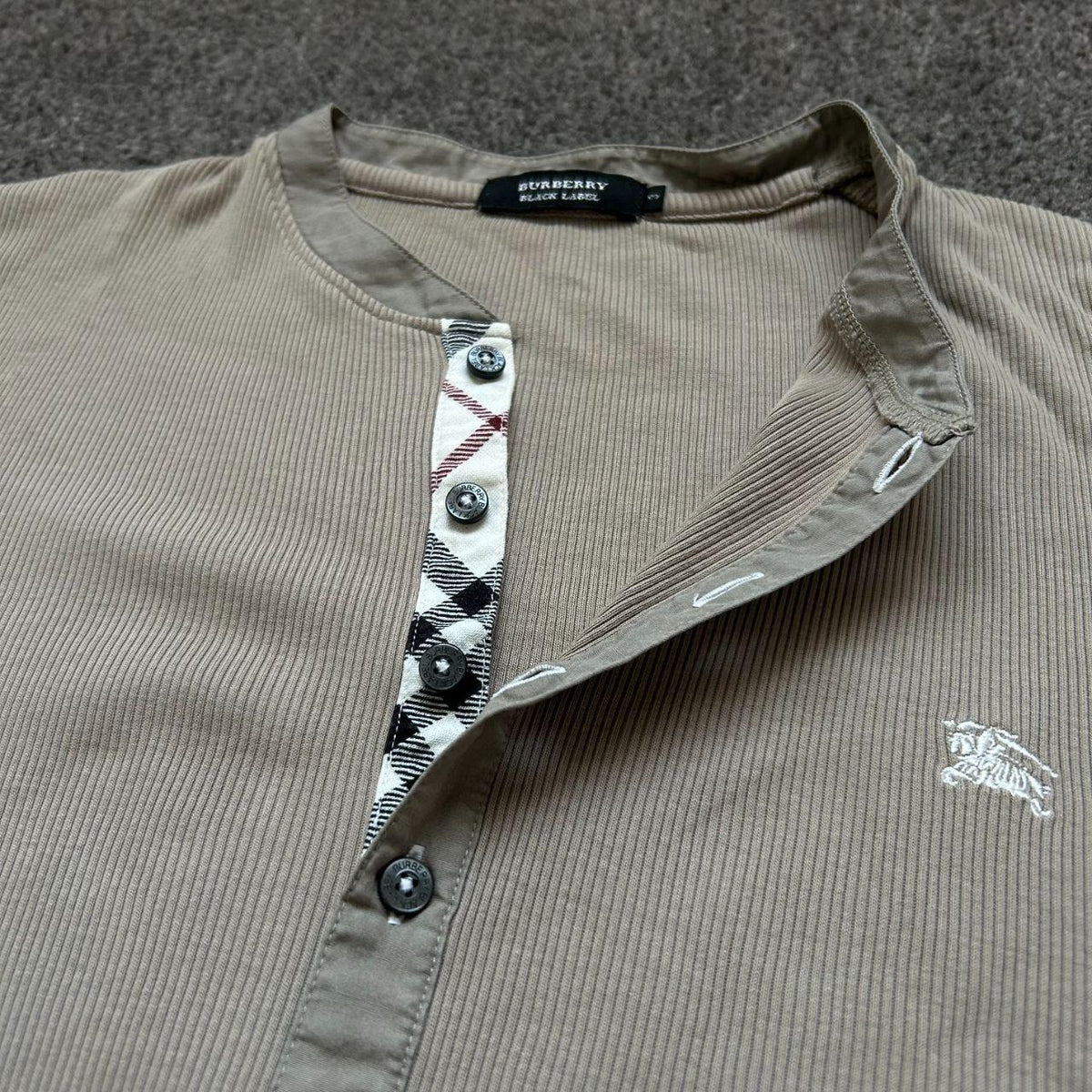 Burberry Black Label Long Sleeve Henley T Shirt M