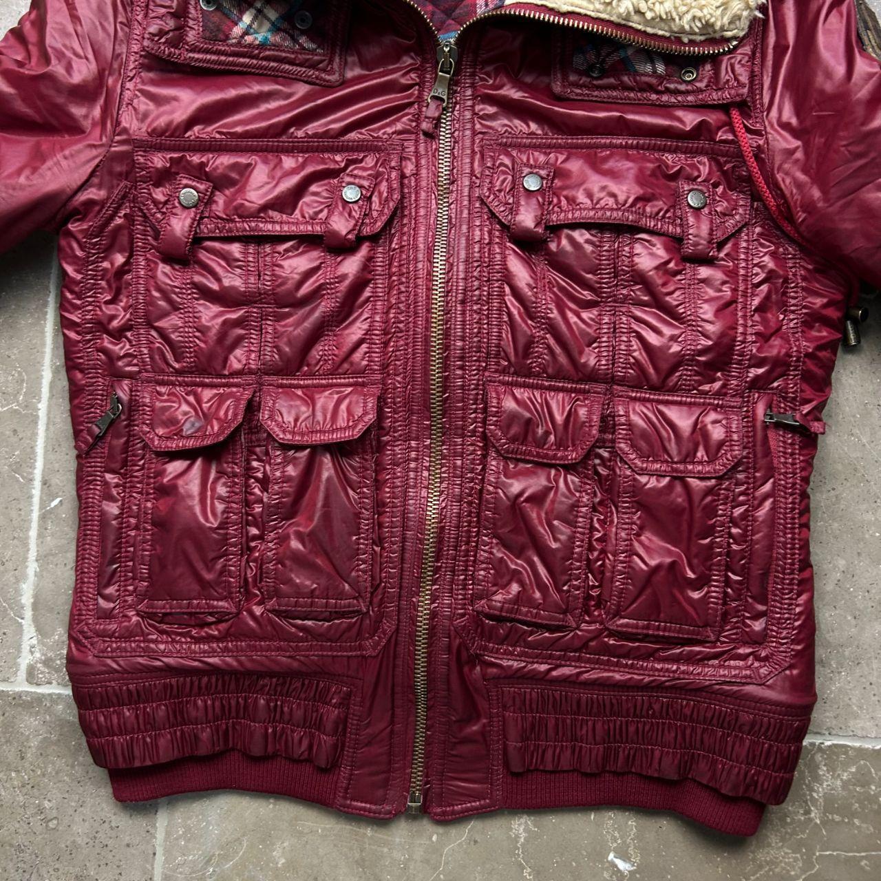 Dolce & Gabbana Red Multi Pockets Cargo Puffer Bomber Jacket M