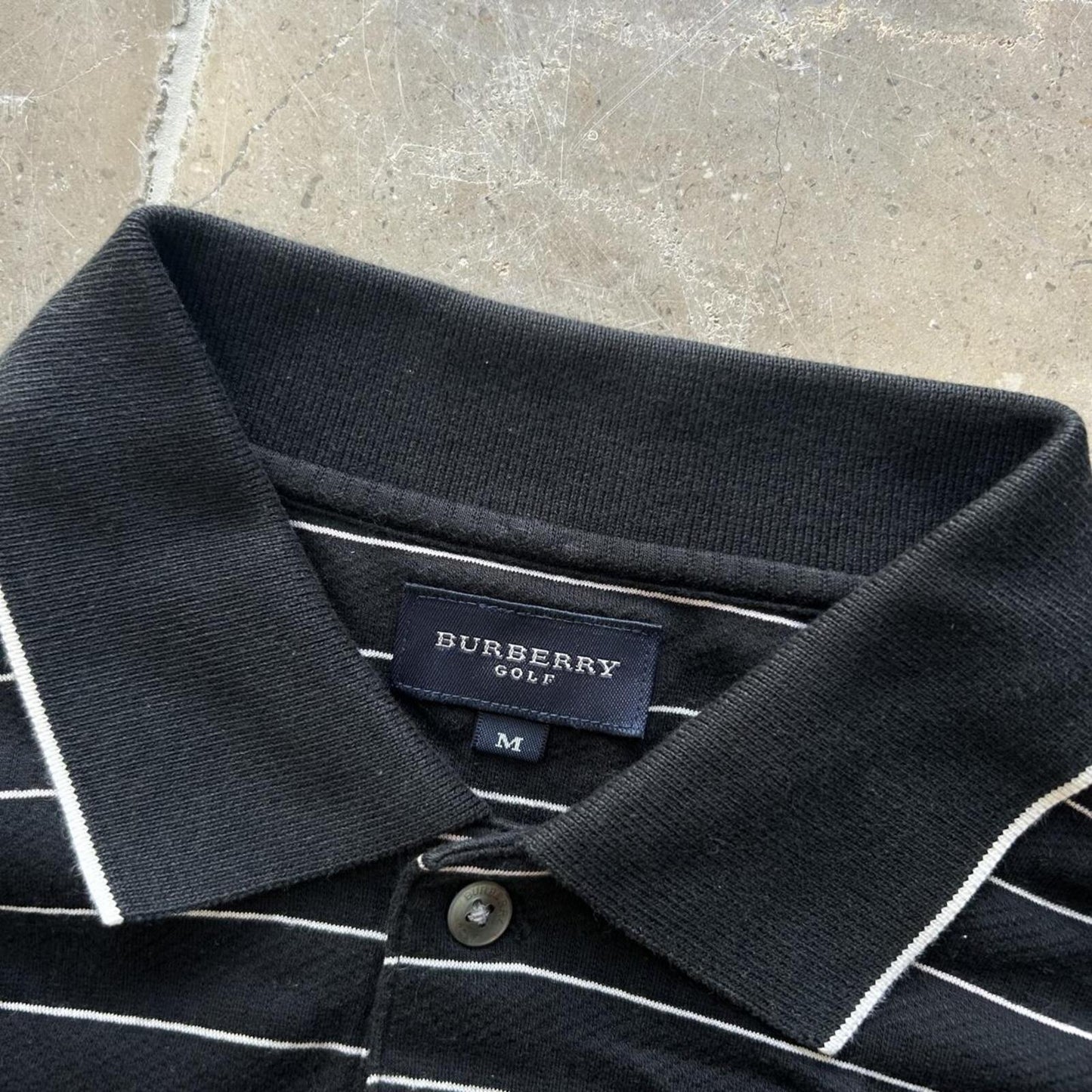 Burberry Golf Striped Long Sleeve Polo Shirt S