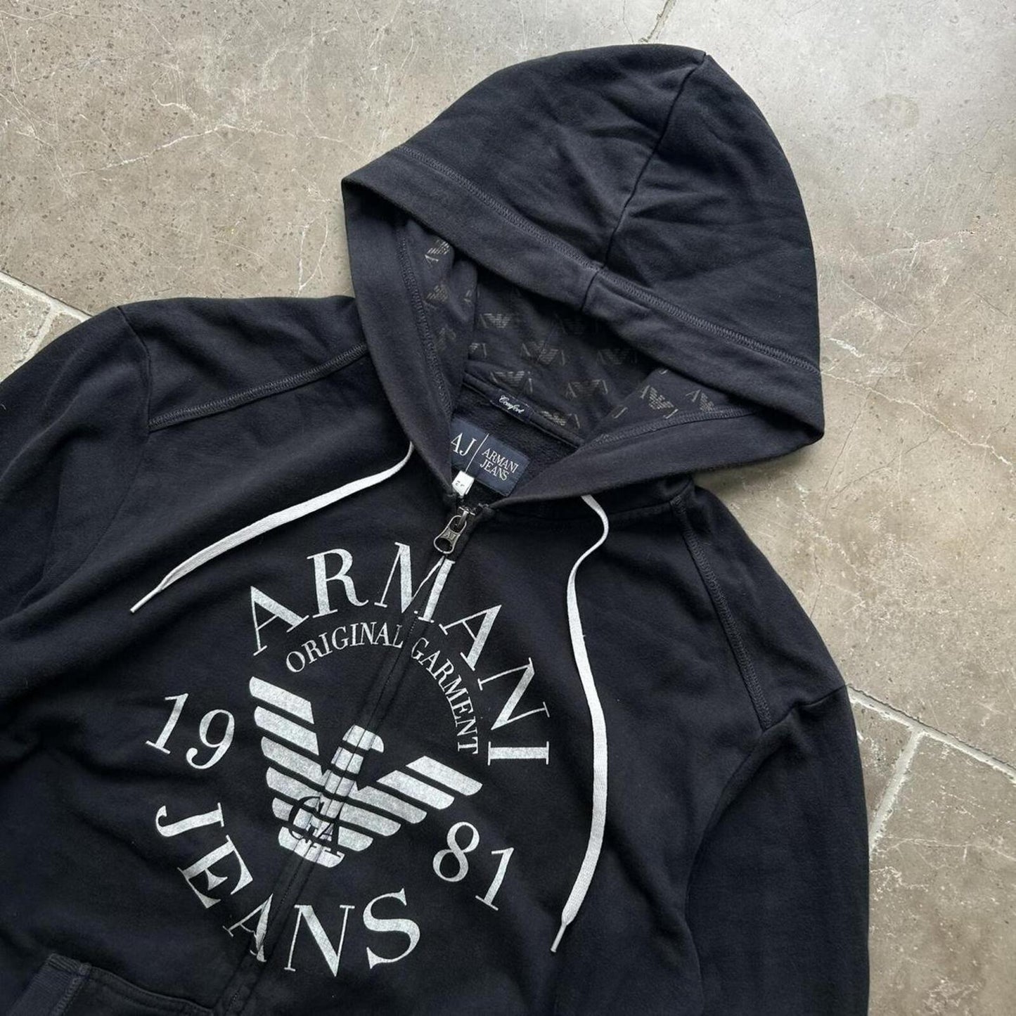 Vintage Armani Jeans Zip Up Hoodie Size L