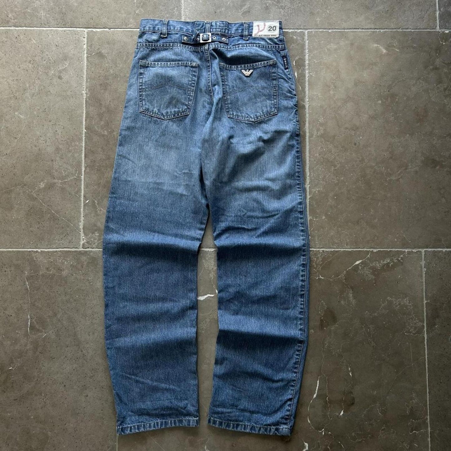 Vintage Armani Jeans Relaxed Straight Buckle Back Jeans W30 L33