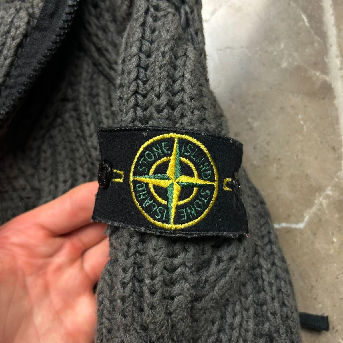 Stone Island Heavyweight Cable President Knit Hooded Jumper S