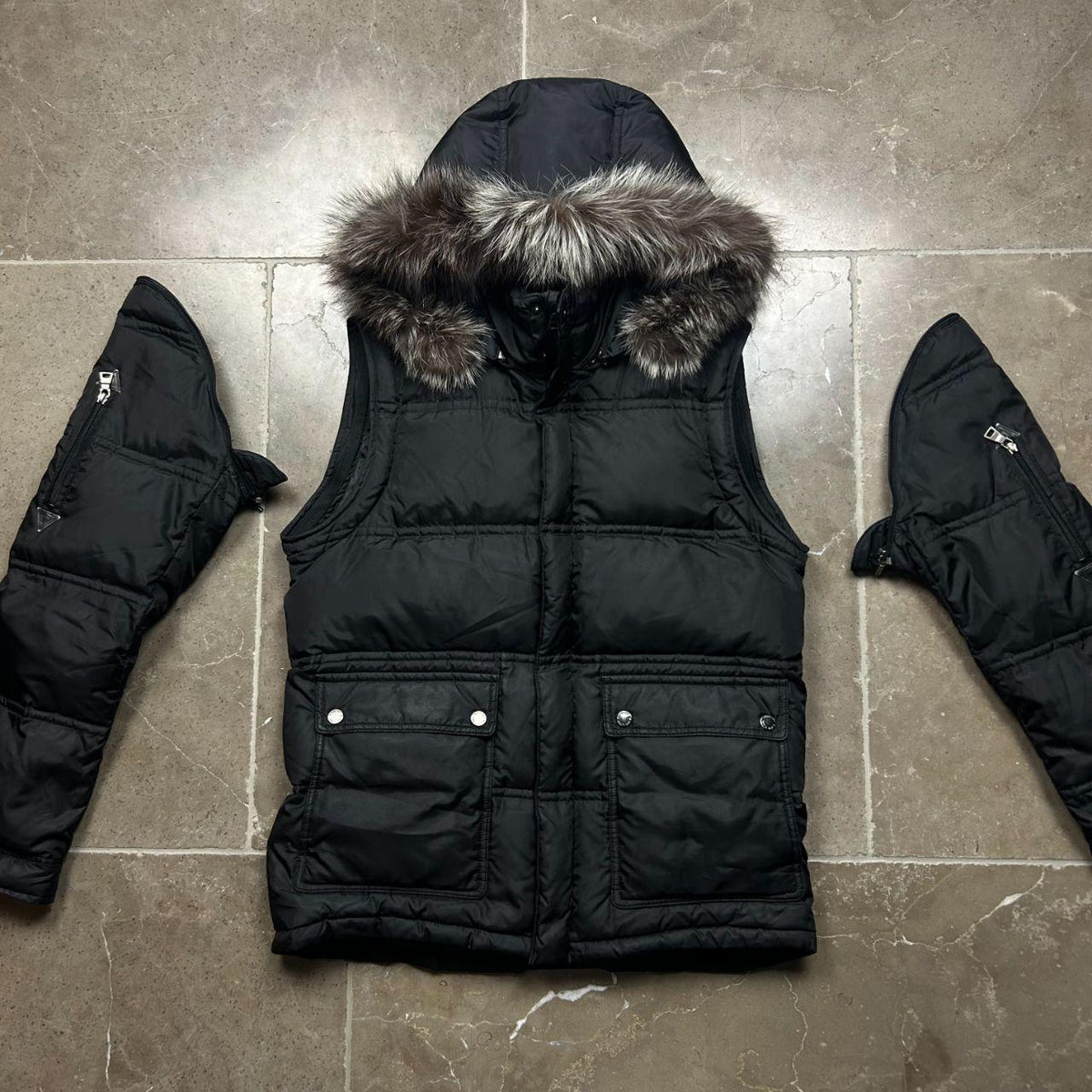 Burberry Black Label Fur Hood Puffer Jacket S