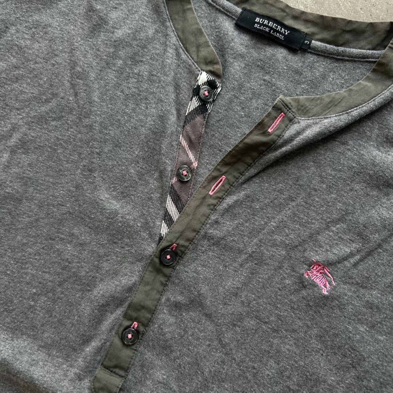 Burberry Black Label Nova Check Ribbed Henley T Shirt M