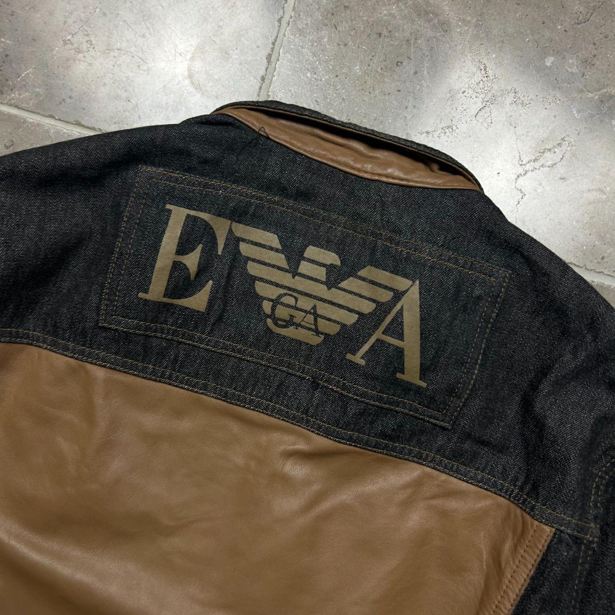 Emporio Armani Hybrid Leather Denim Jacket S