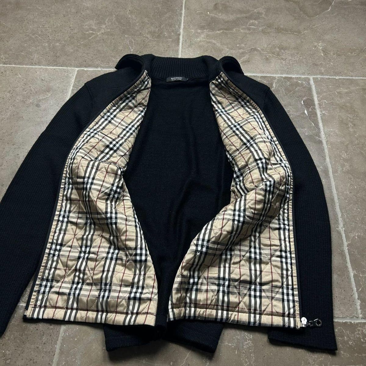 Burberry Black Label Nova Check Knit Zip Up Jumper M