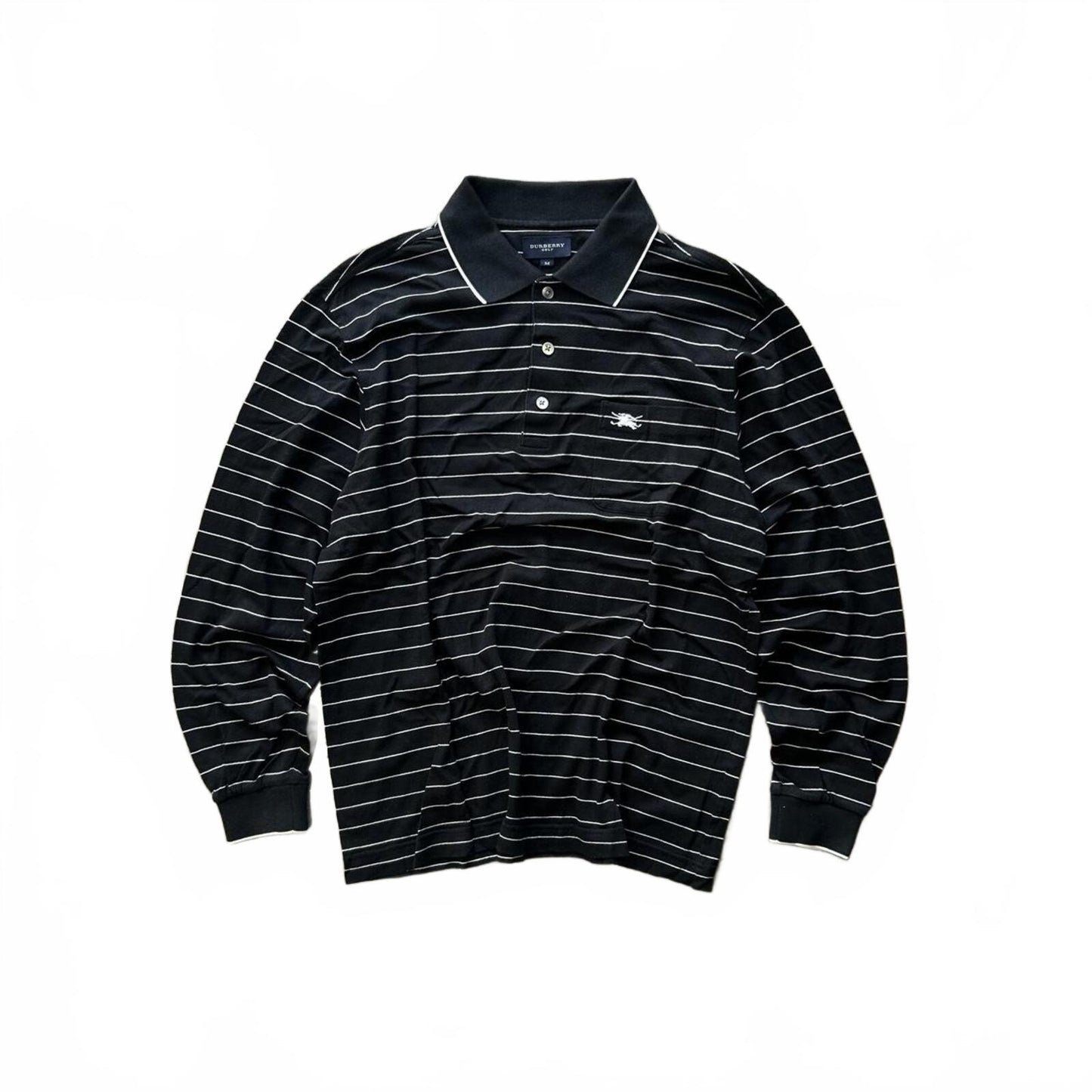 Burberry Golf Striped Long Sleeve Polo Shirt S