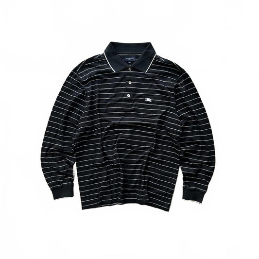 Burberry Golf Striped Long Sleeve Polo Shirt S