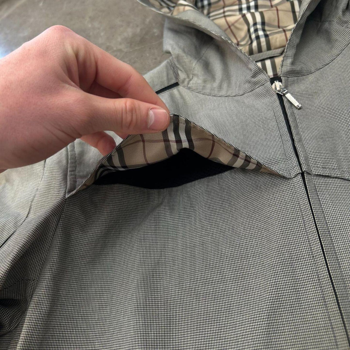 Burberry Black Label Houndstooth Check Windbreaker Jacket S