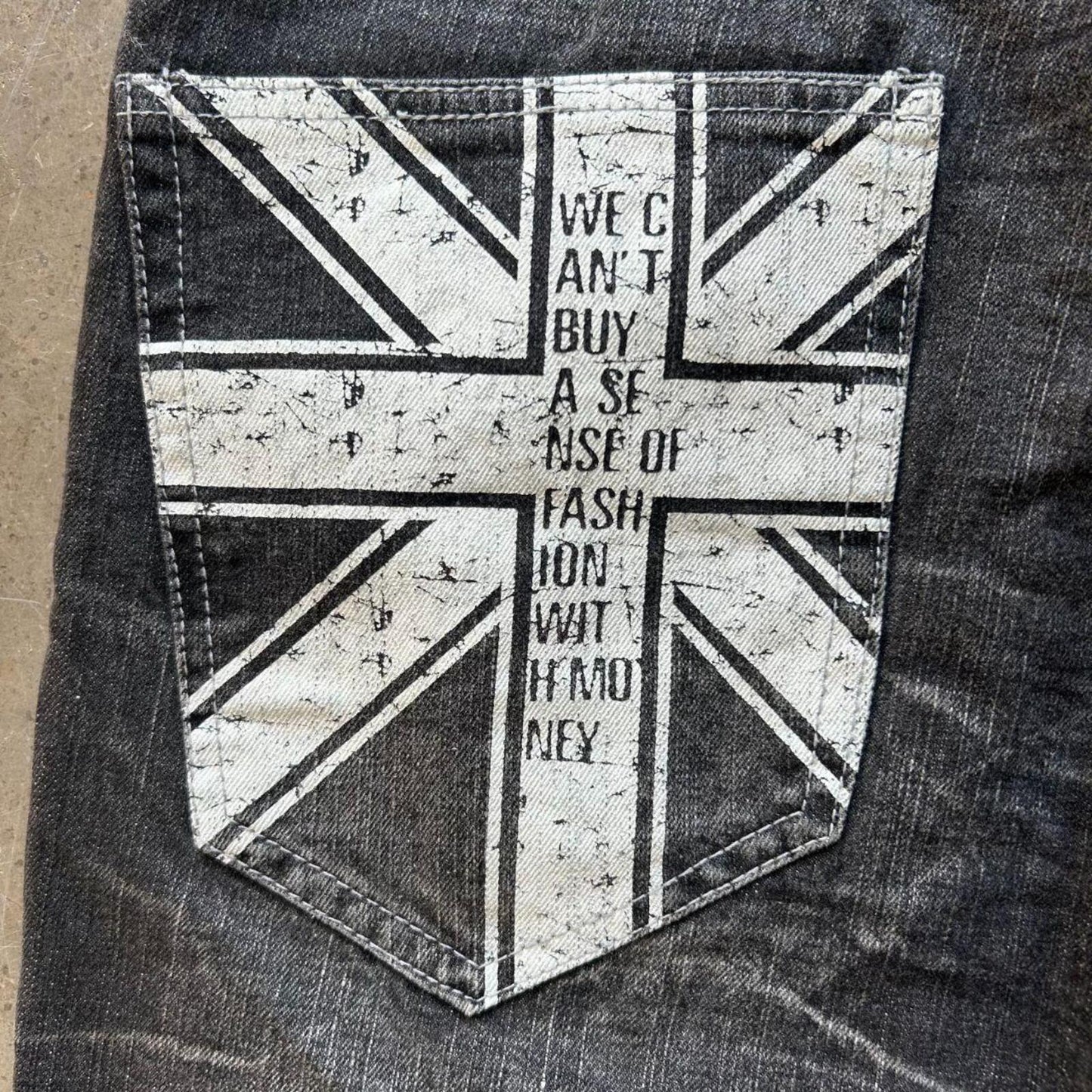Vintage Japan Style Union Jack Faded Jeans W32 L30