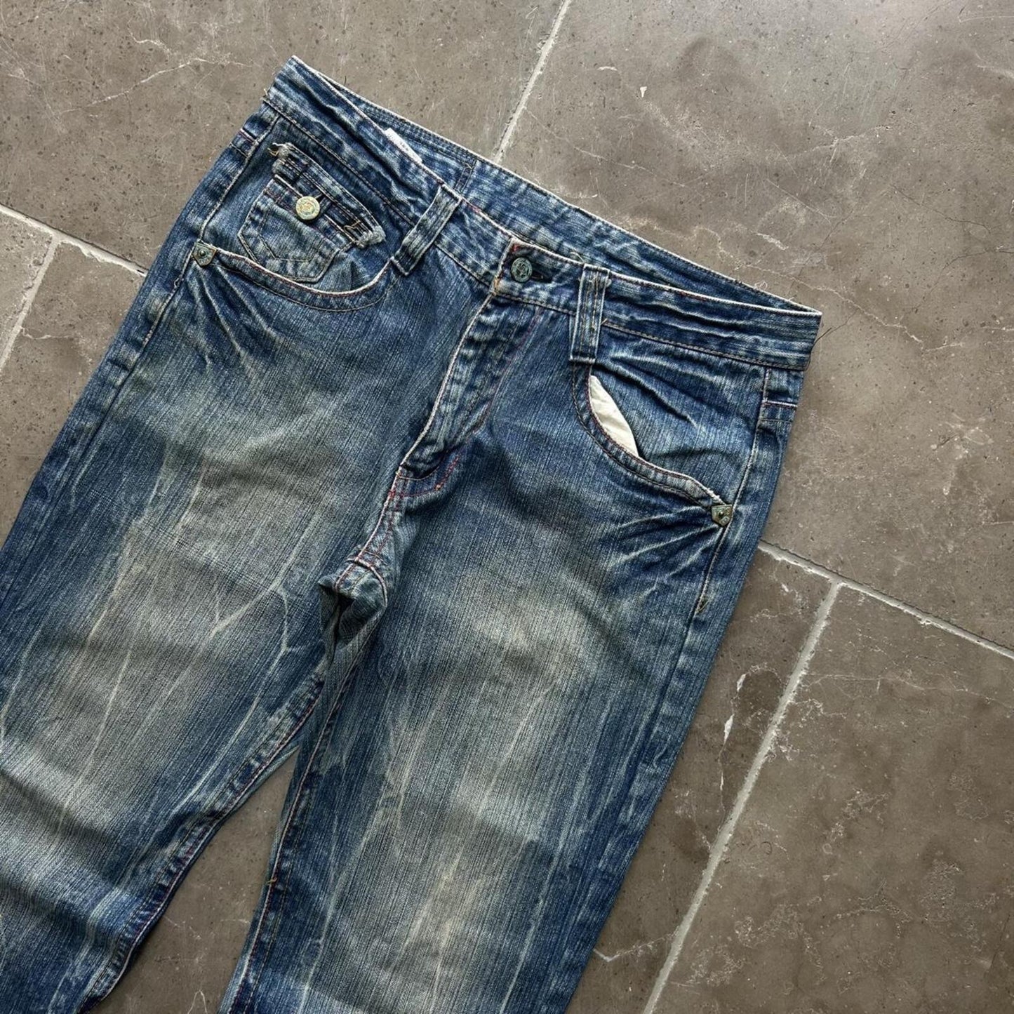Vintage Japan Style Studded Relaxed Straight Jeans W30 L33