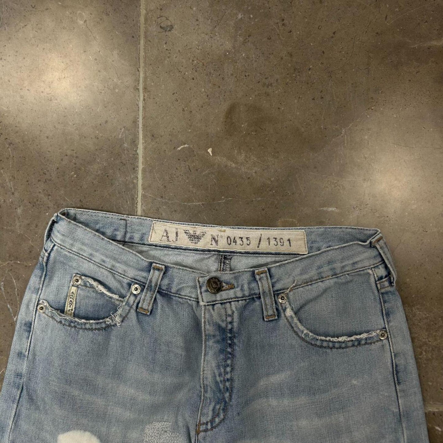 Vintage Armani Jeans Relaxed Bootcut Distressed Jeans W27 L31