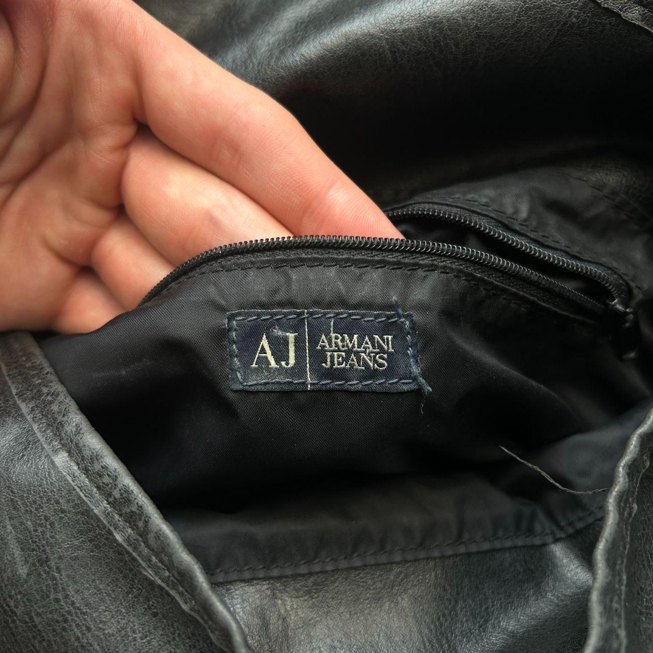 Vintage Armani Jeans Flat Leather Crossbody Messenger Bag