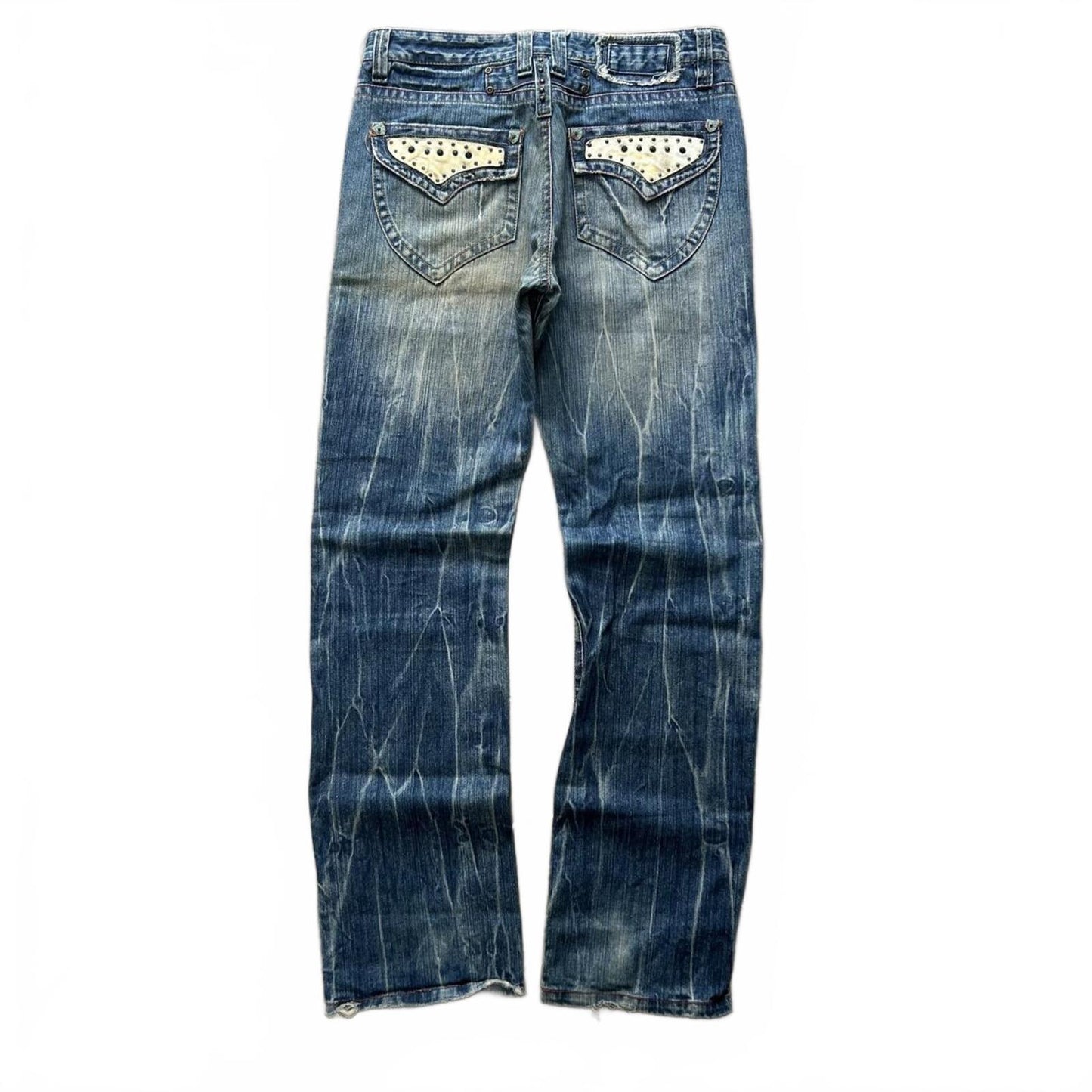 Vintage Japan Style Studded Relaxed Straight Jeans W30 L33