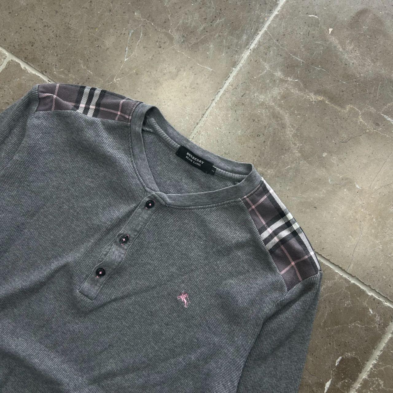 Burberry Black Label Nova Check Ribbed Henley T Shirt S