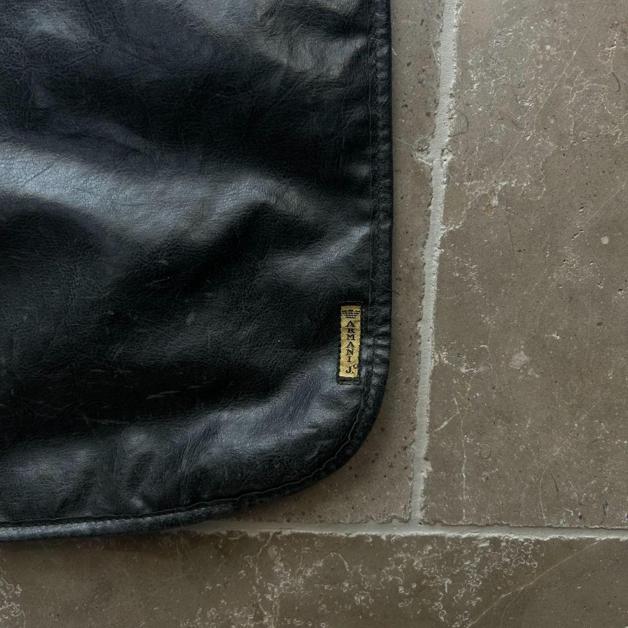 Vintage Armani Jeans Flat Leather Crossbody Messenger Bag