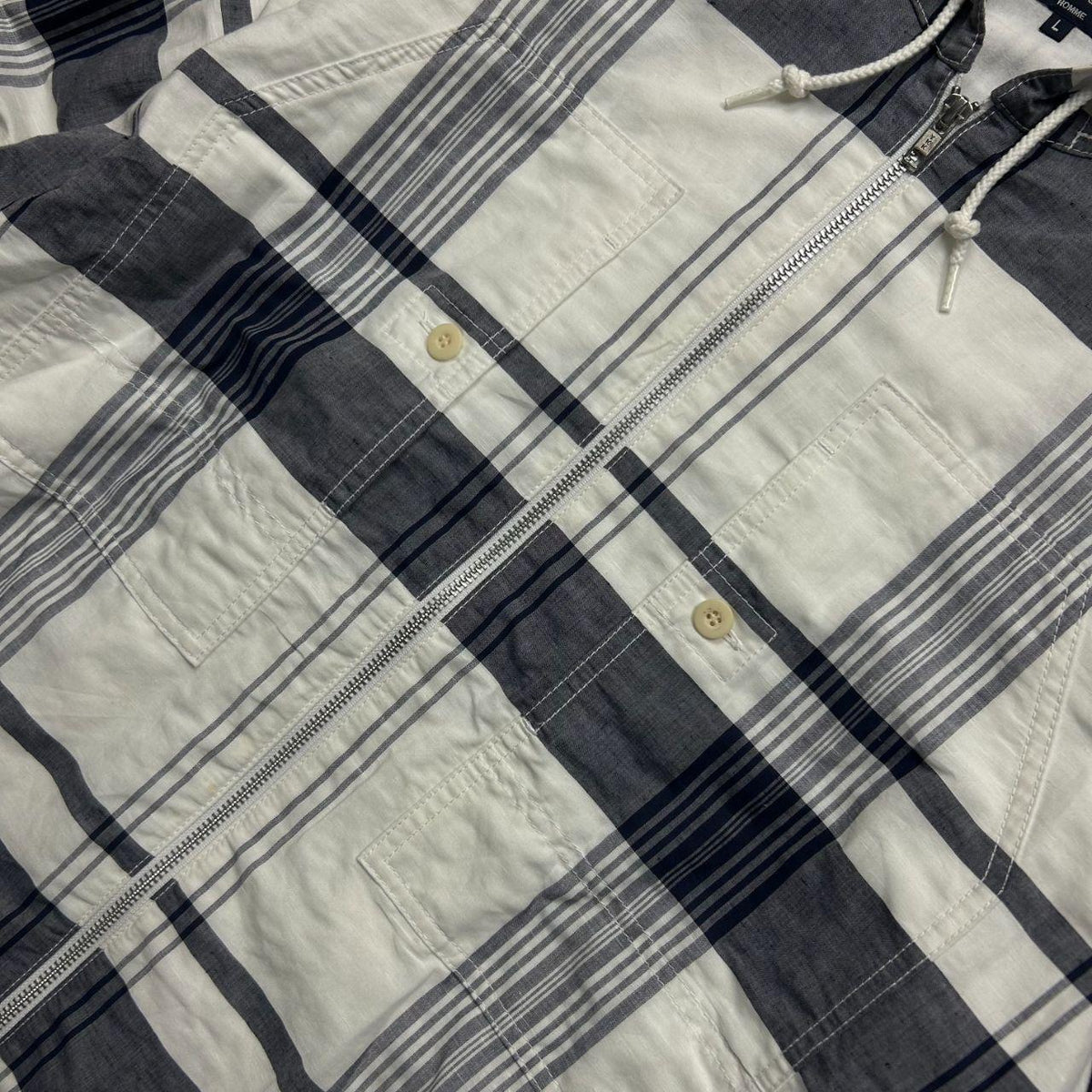 Comme des Garcons Homme Plaid Hooded Windbreaker Jacket L