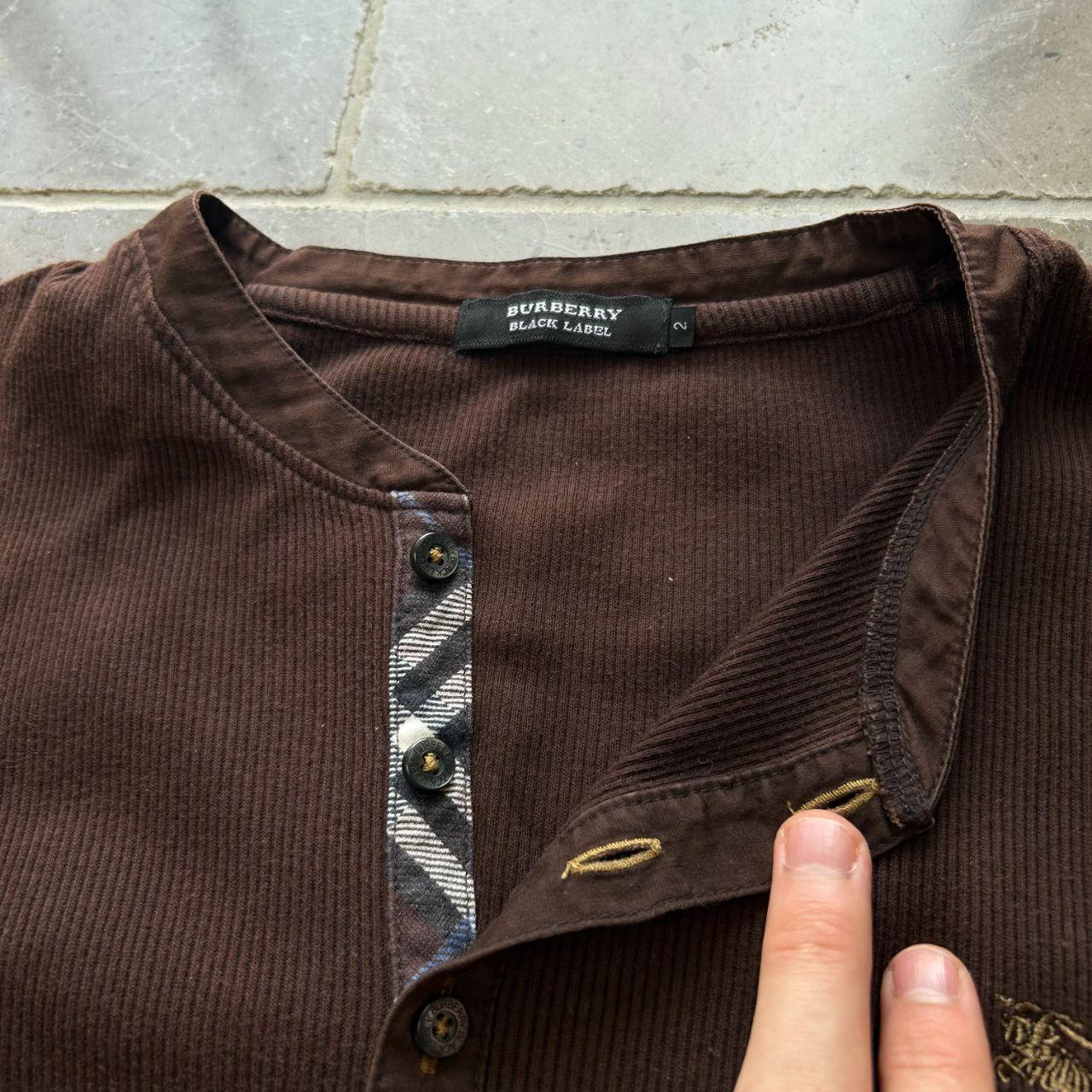 Burberry Black Label Nova Check Ribbed Henley T Shirt S