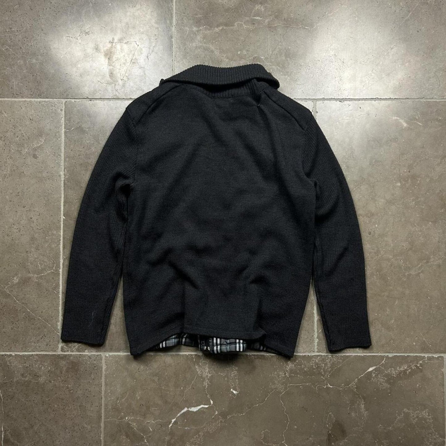 Burberry Black Label Nova Check Knit Zip Up Jumper S