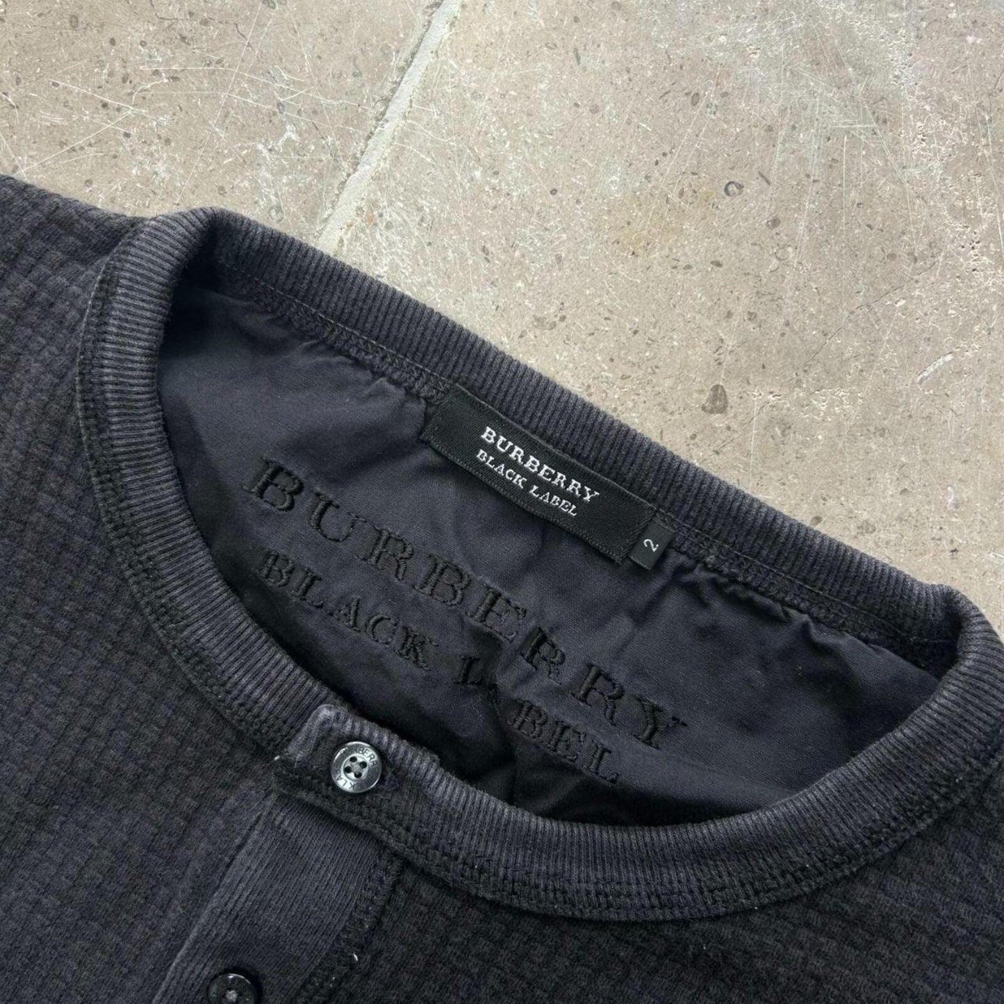 Burberry Black Label Nova Check Waffle Henley T Shirt S