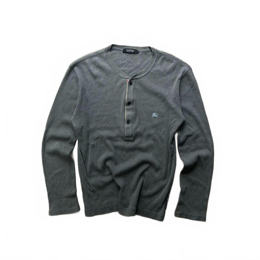 Burberry Black Label Long Sleeve Ribbed Henley T Shirt S