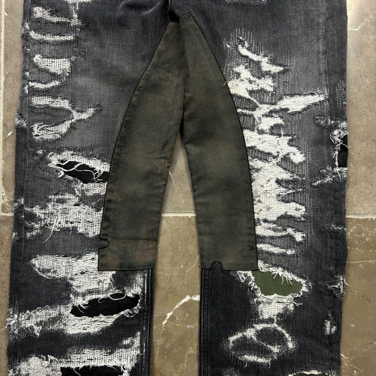 Givenchy FW22 Matthew Williams Boro Distressed Moleskin Patched Denim Jeans W32 L33