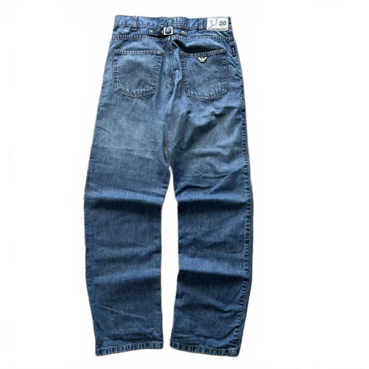Vintage Armani Jeans Relaxed Straight Buckle Back Jeans W30 L33