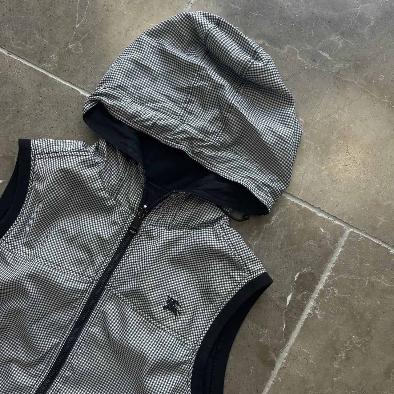 Burberry Black Label Reversible Gingham Check Gilet Hooded Vest Jacket M