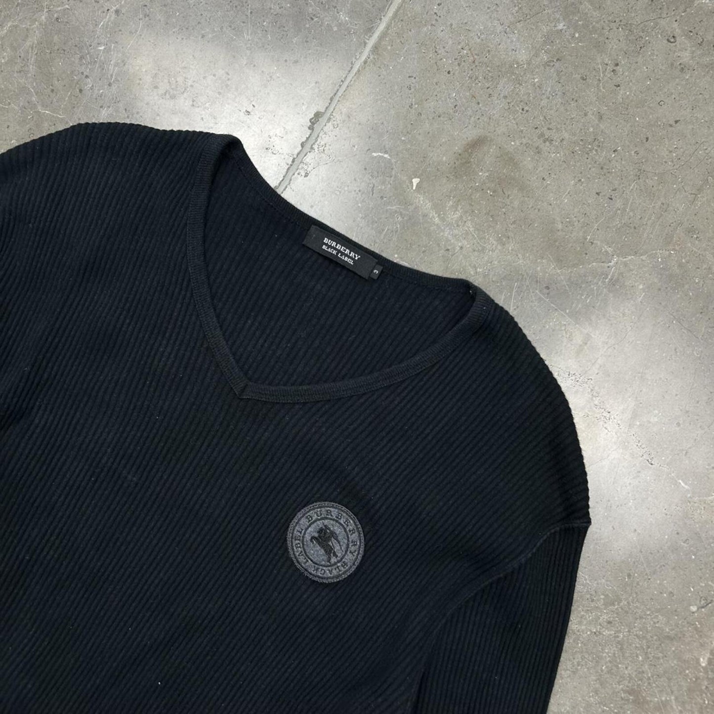 Burberry Black Label V Neck Ribbed Knit Jumper M