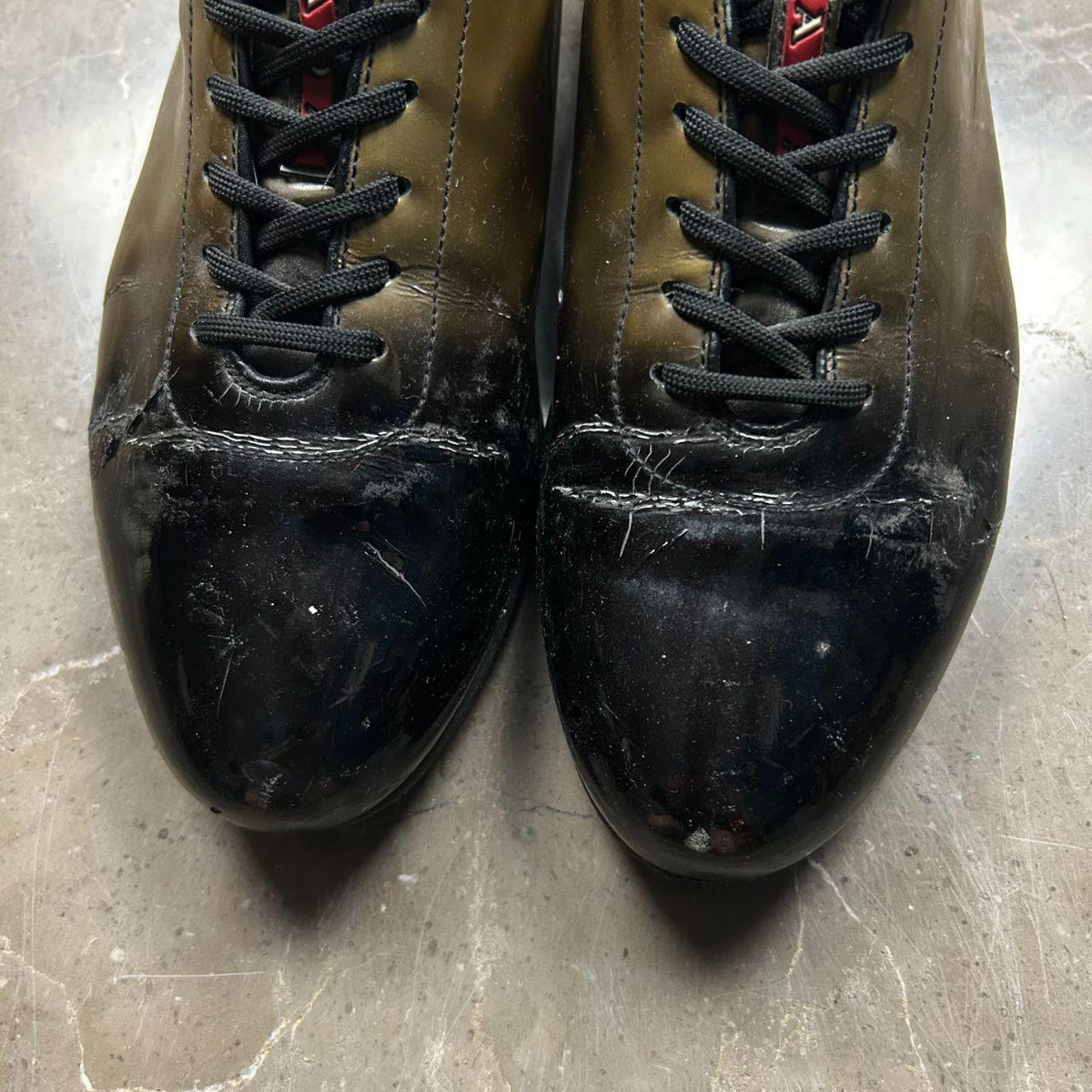 Mens Prada Gradient Patent Leather Shoes Size UK 8