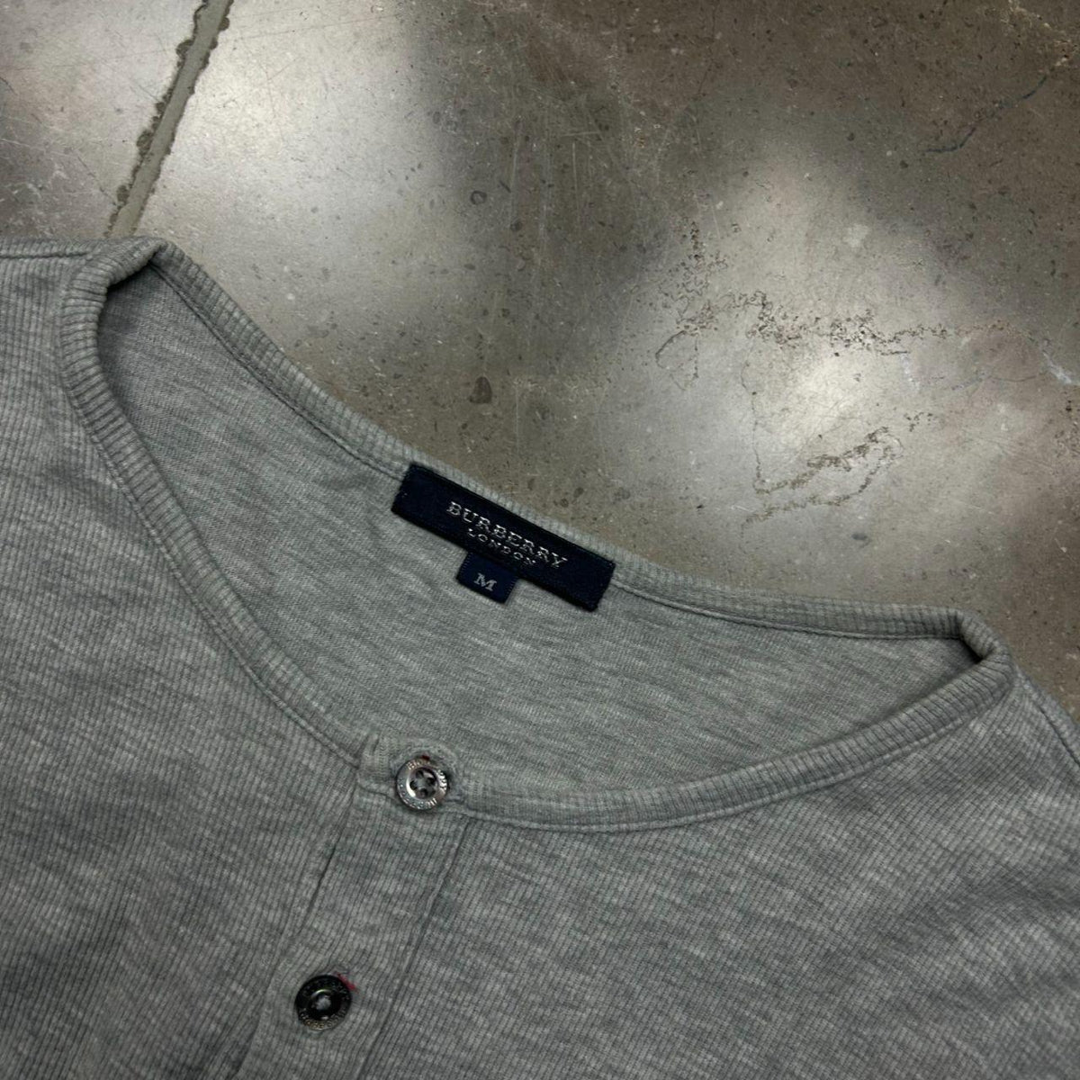 Burberry London Check Ribbed Henley T Shirt S