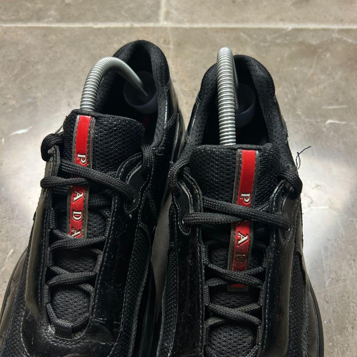Mens Prada America Cups Patent Black Size UK 8.5