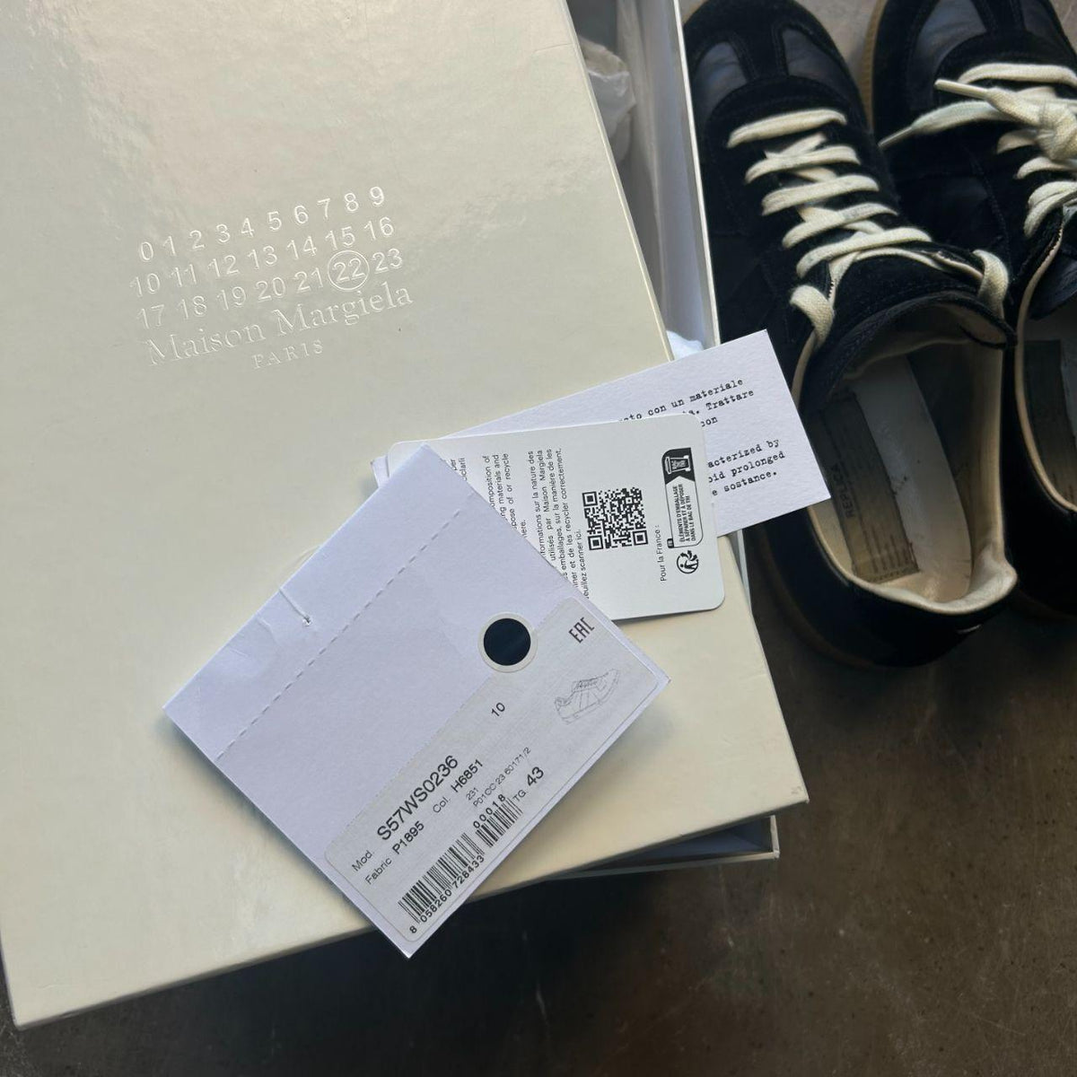 Maison Margiela Gats Low Top Trainers Black UK 9