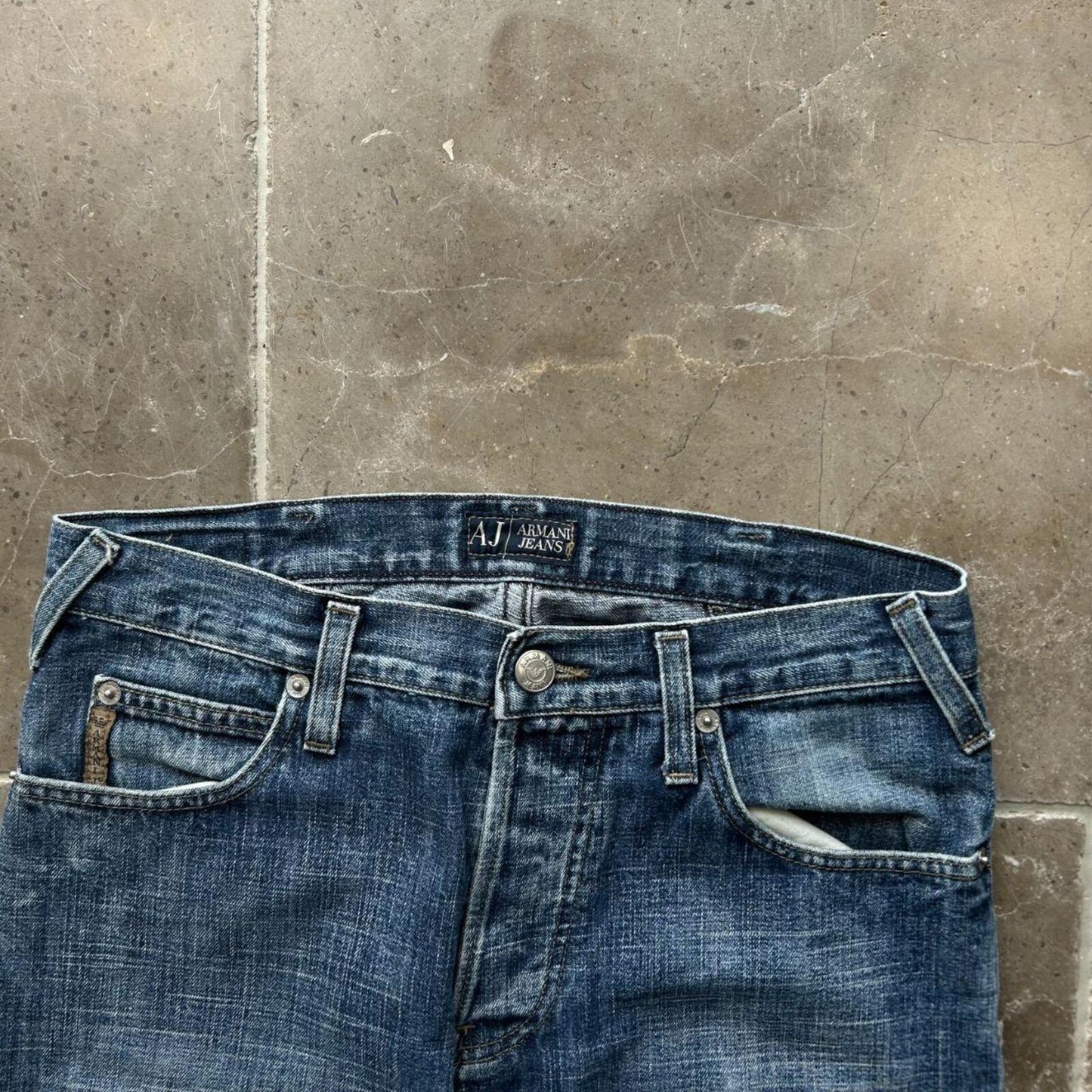 Vintage Armani Jeans Ripped Straight Denim Jeans W29 34