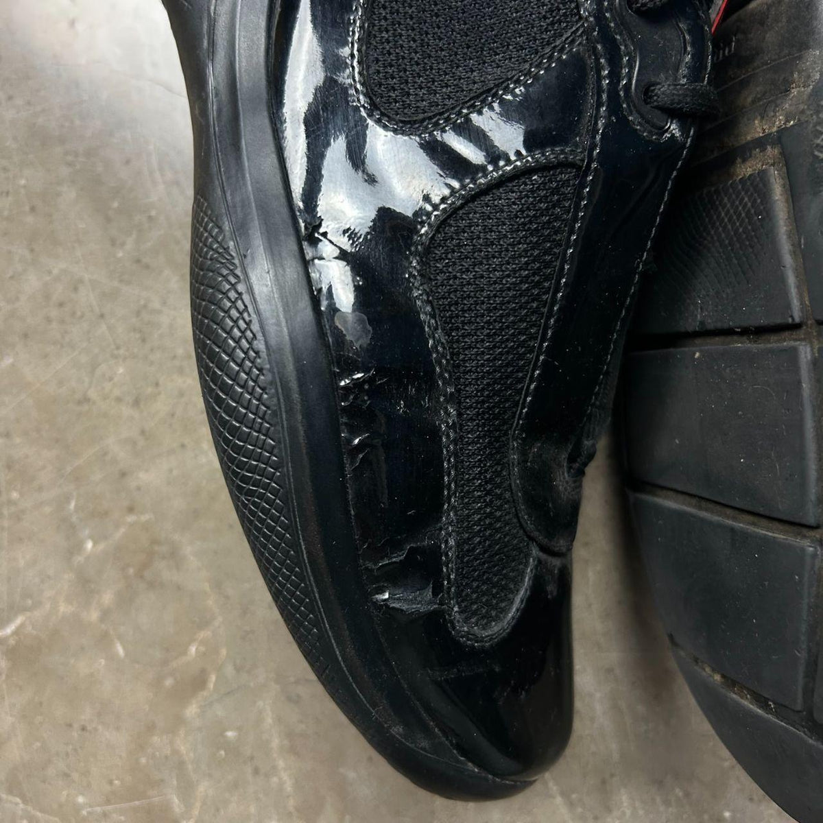Mens Prada America Cups Patent Black Size UK 8.5