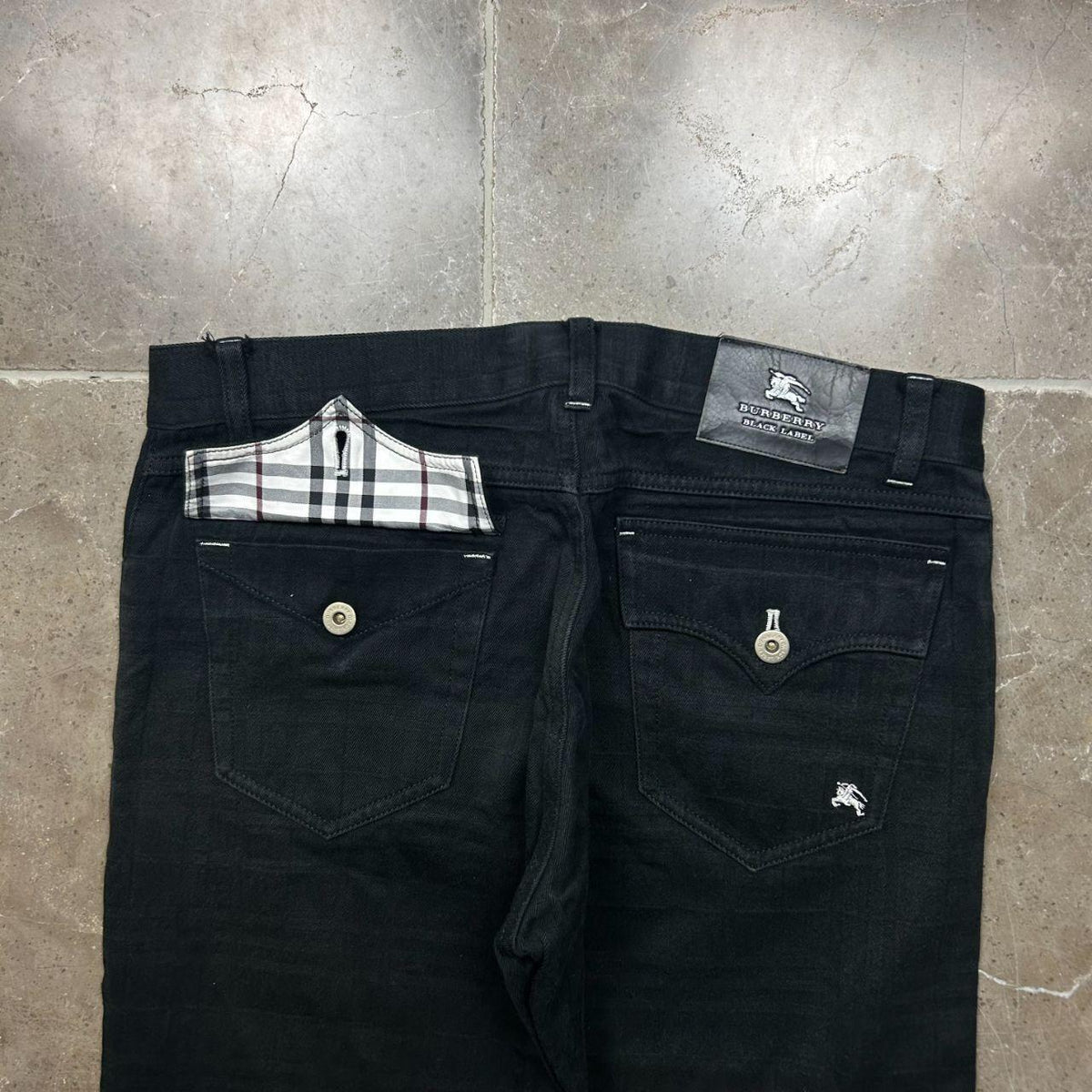 Vintage Burberry Black Label Shadow Check Jeans W32 L28