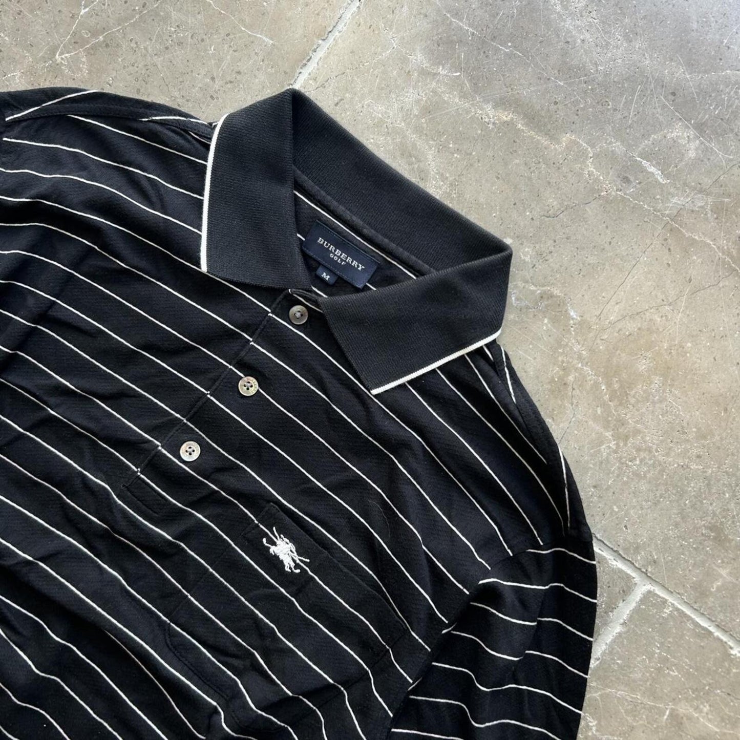 Burberry Golf Striped Long Sleeve Polo Shirt S