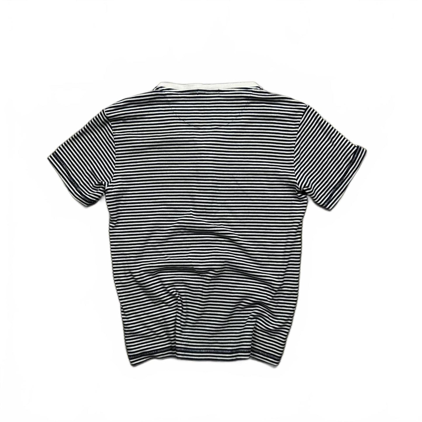 Burberry Black Label Short Sleeve Striped Henley T Shirt S
